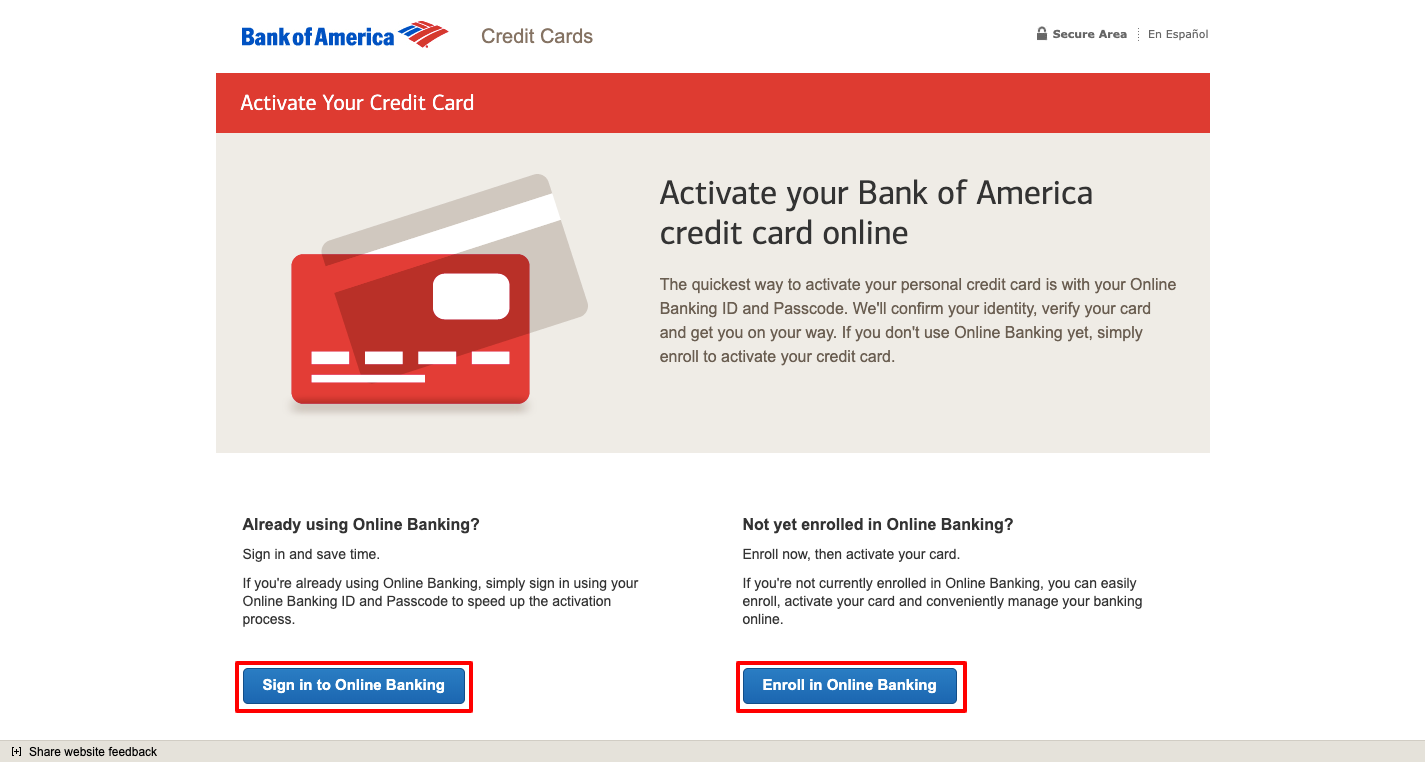 Bank of America Credit Card Activation