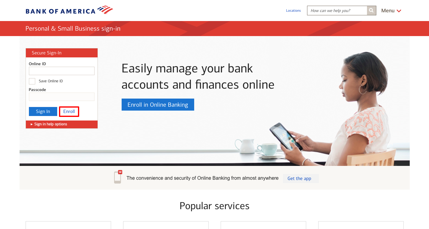 cannot log into bank of america online banking