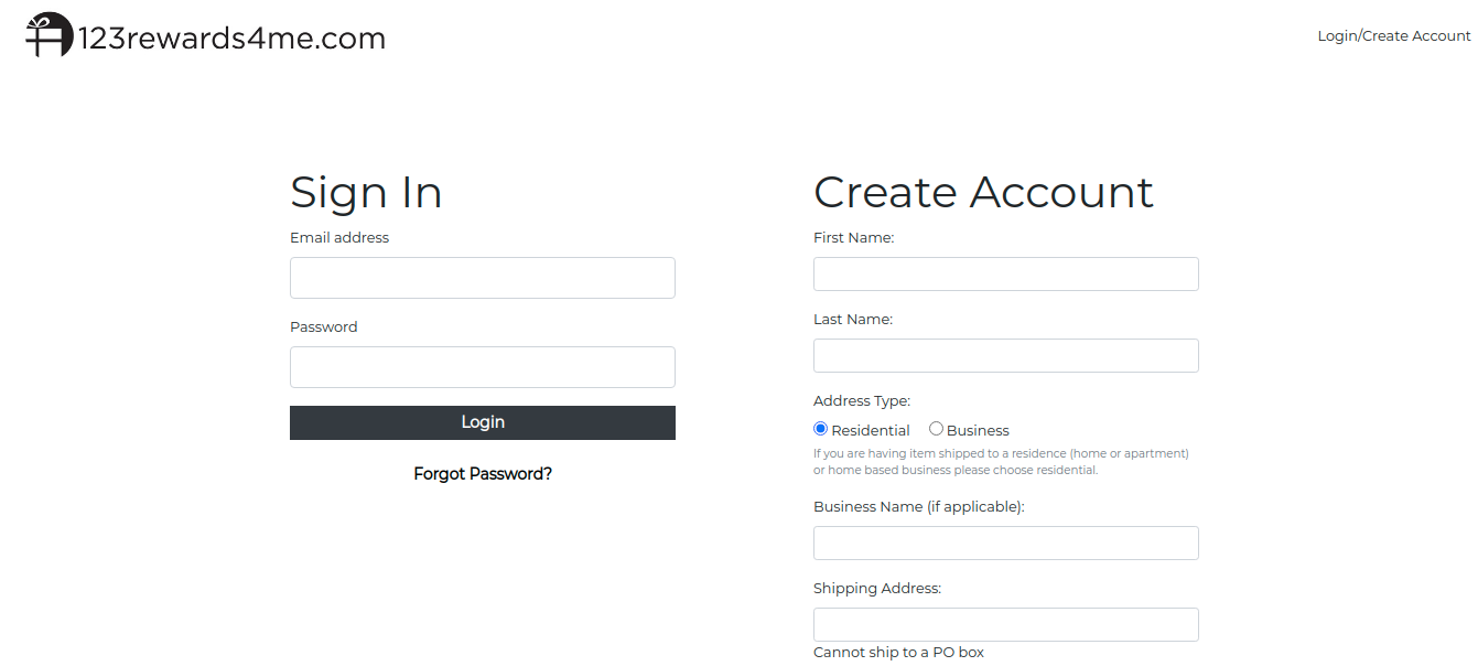 123 Rewards 4Me Create Account