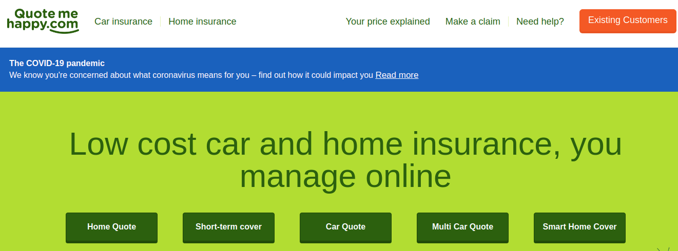 quote me happy car insurance login