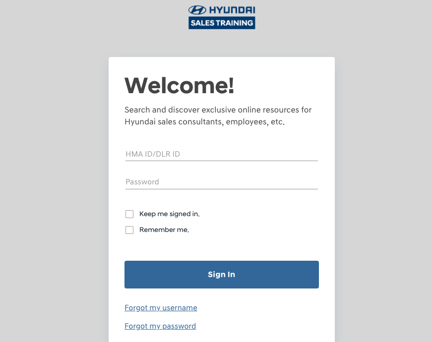 hyundai sales training login